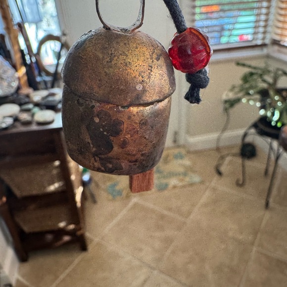 Handcrafted Simple Heart Hanging with Beads & Bell - Rustic Boho Wall - Picture 11 of 11